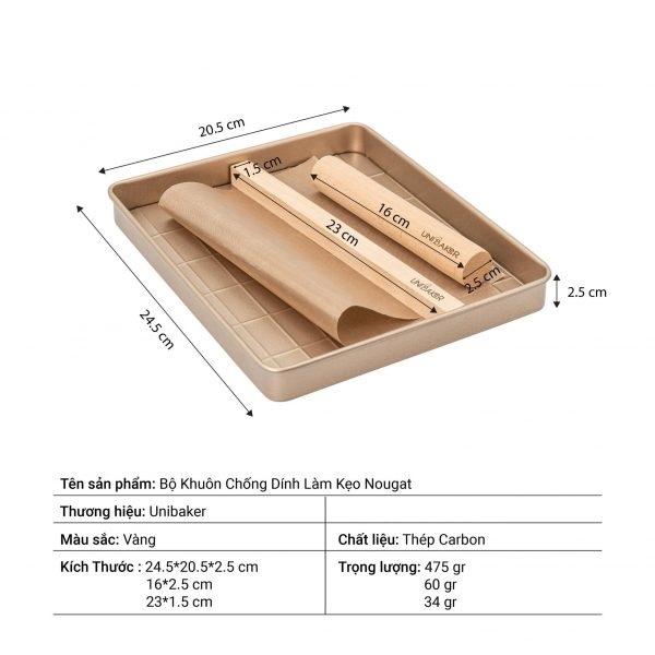 Bộ khuôn chống dính làm kẹo Nougat UniBaker