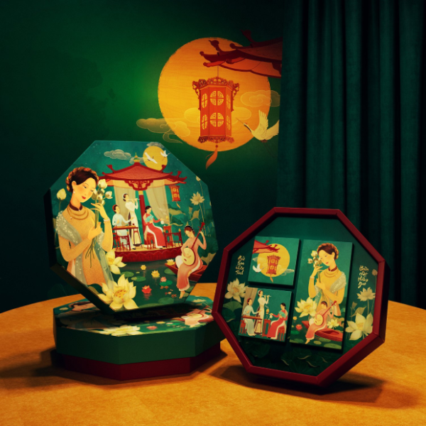 Bộ túi hộp trung thu 4 bánh Tố Nữ