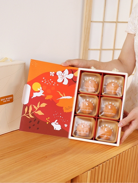 Bộ túi hộp trung thu 6 bánh nhỏ Best Wishes For You (10 bộ)