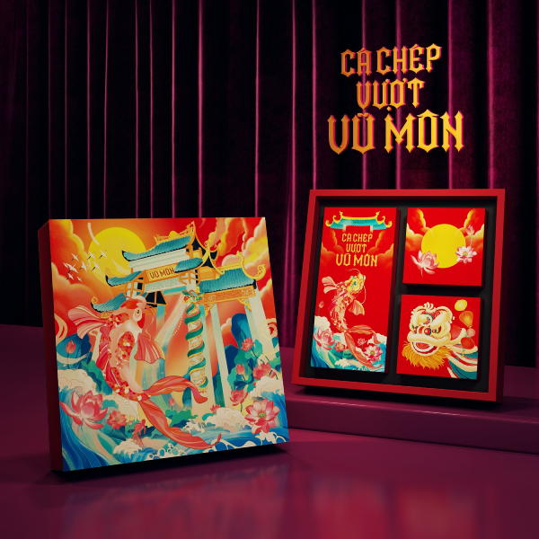 Bộ túi hộp trung thu Vũ Môn 4 bánh