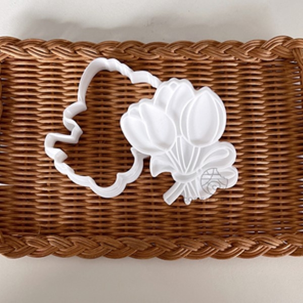 Khuôn nhấn cookies bó hoa tulip mẫu 1 5.7*7.3cm