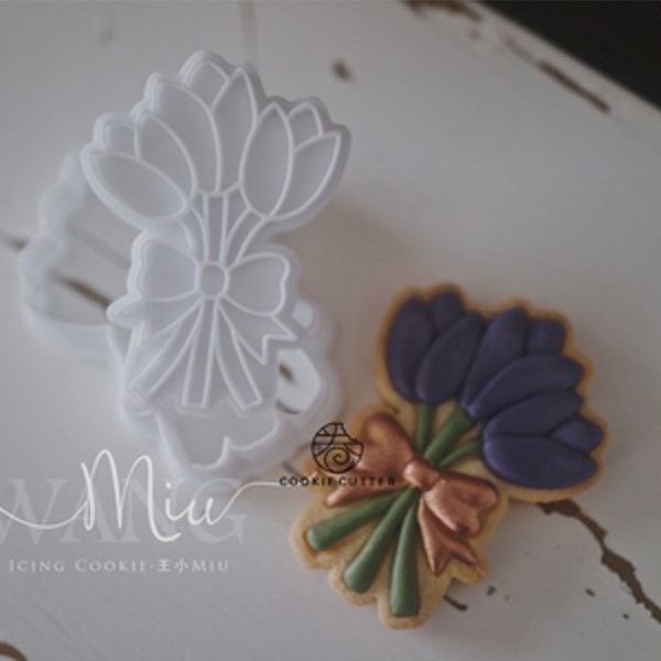 Khuôn nhấn cookies bó hoa tulip mẫu 2 5.7*7.5cm