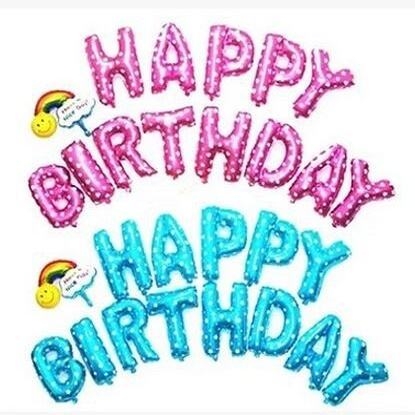 Bóng bay chữ Happy birthday màu xanh