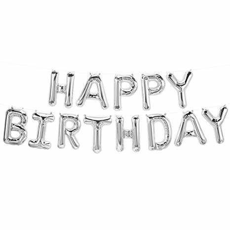 Bóng bay chữ Happy birthday màu bạc