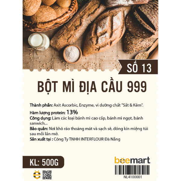 Bột mỳ số 13 - Địa cầu 999 (gói 500g)