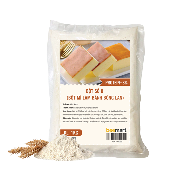 Bột số 8 (Bột mỳ làm bánh bông lan) Beemart 1kg