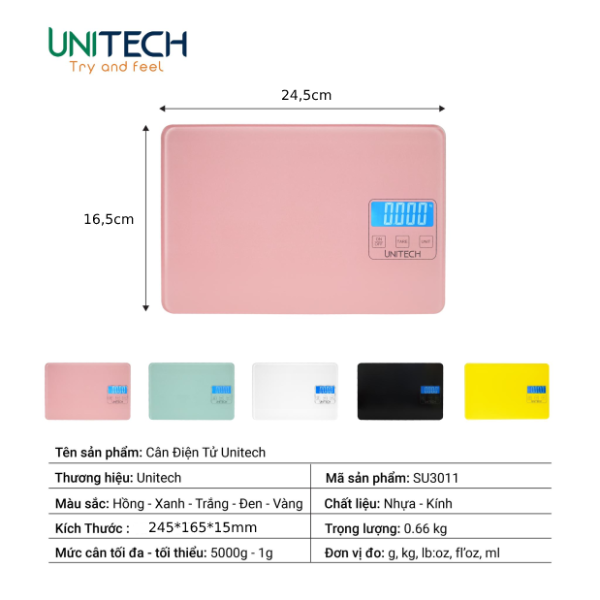 Cân điện tử Unitech SU-3011 (Màu xanh mint)