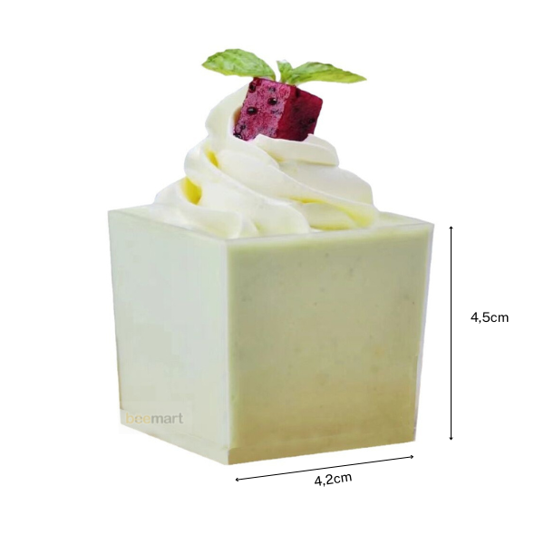 Cốc mica nhựa vuông 60ml (4,2cmx4,5cm)