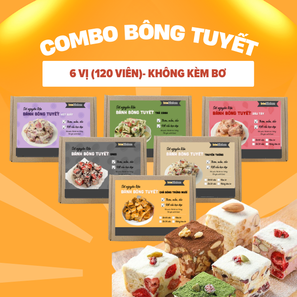 Combo 6 vị bánh bông tuyết (120 viên)- không bơ