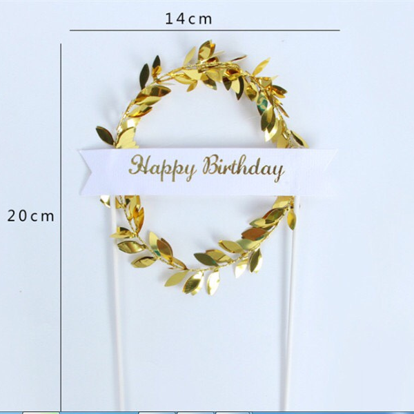 Cổng happy birthday vòng nguyệt quế vàng