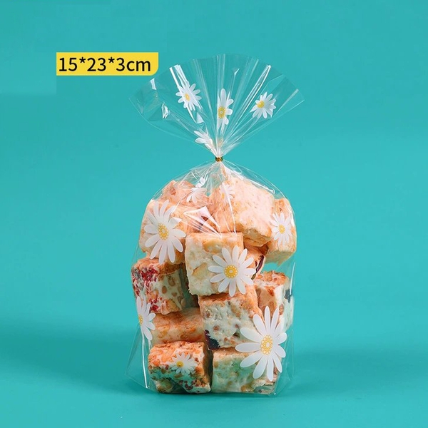 Túi trong hoa cúc trắng buộc nơ (50c) 15*23 cm