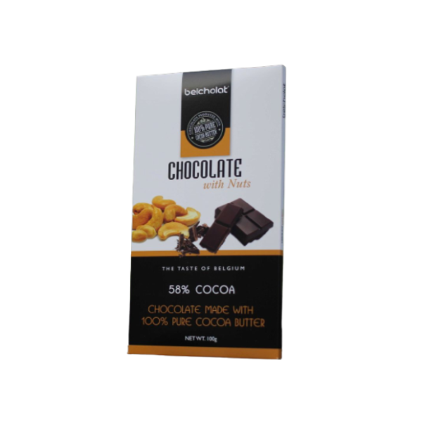 Dark Chocolate 58% with Nuts 100g
