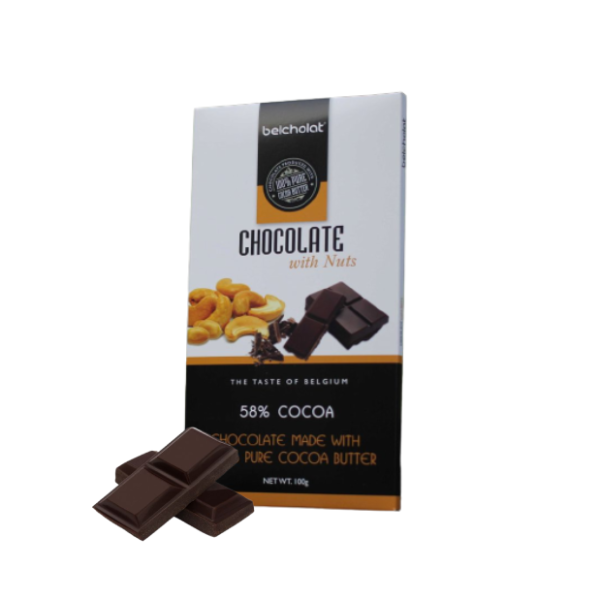 Dark Chocolate 58% with Nuts 100g