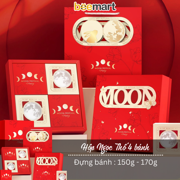 Bộ túi hộp trung thu Ngọc thố 4 bánh