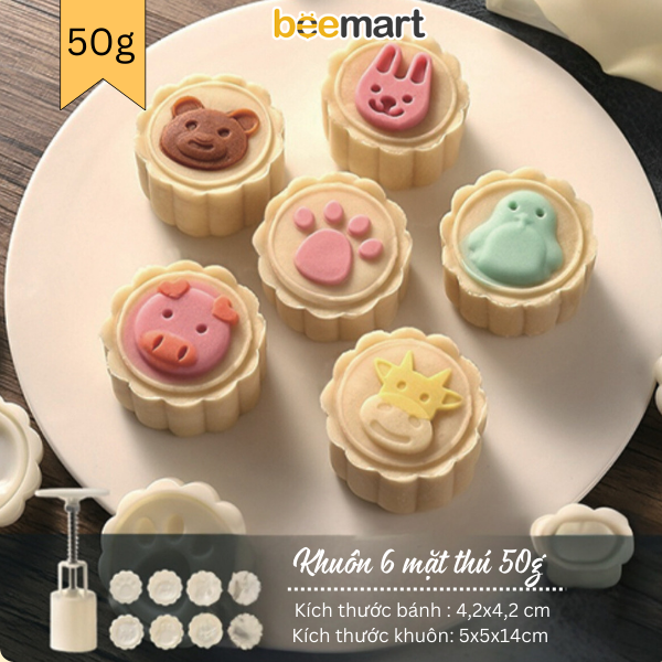 Khuôn lò xo 6 mặt hình thú ngộ nghĩnh 50g