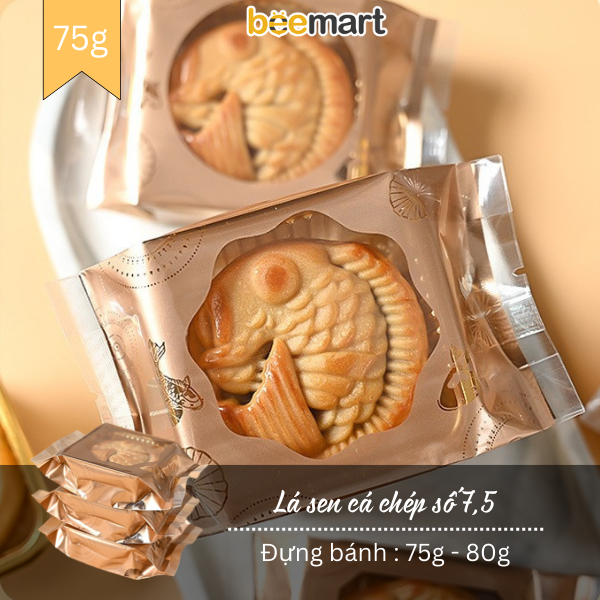 Túi trung thu Lá sen cá chép số 7.5 đựng bánh 63-75g (50c)