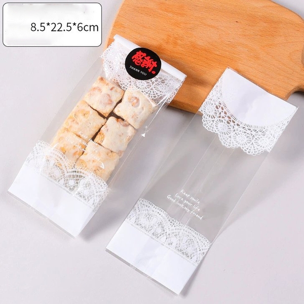 Túi trắng viền hoa dài (50c) 8*22 cm