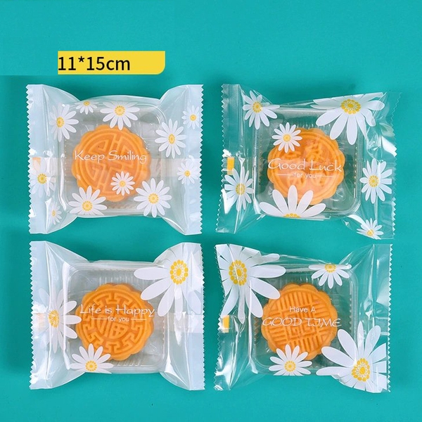 Túi cookies hoa cúc trắng (100c) 11*15 cm