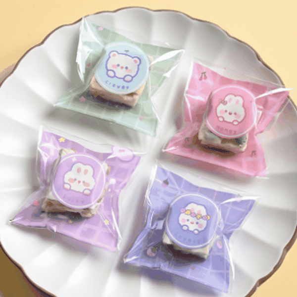 Túi cookies dán mép thỏ gấu tròn 7*7 (20c)