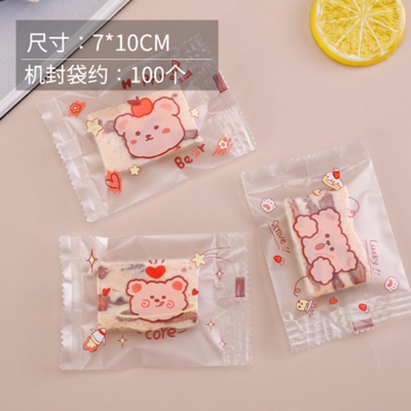 Túi đựng cookies gấu hồng 7*10 (20c)