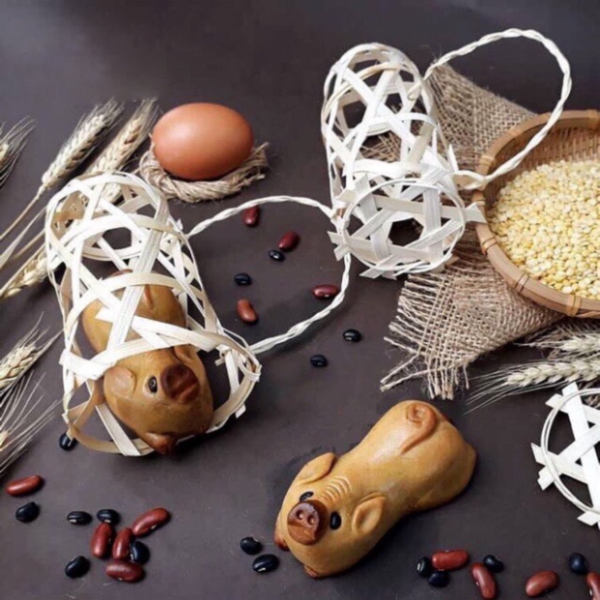 Giỏ đựng bánh trung thu hình con lợn 75g (màu trắng)