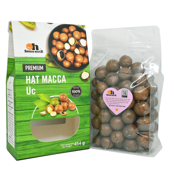 Hạt macca Úc nứt vỏ hộp giấy 454g Smile