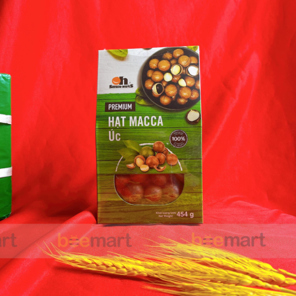 Hạt macca Úc nứt vỏ hộp giấy 454g Smile