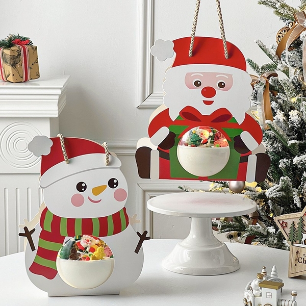 Hộp cầu đựng bánh có quai xách ÔNG GIÀ NOEL