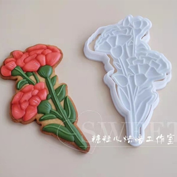 Khuôn nhấn cookies hoa cẩm chướng 9.5*15cm