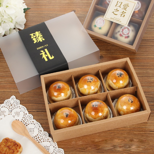 Hộp 6 bánh Trung thu 80g kraft mặt kính