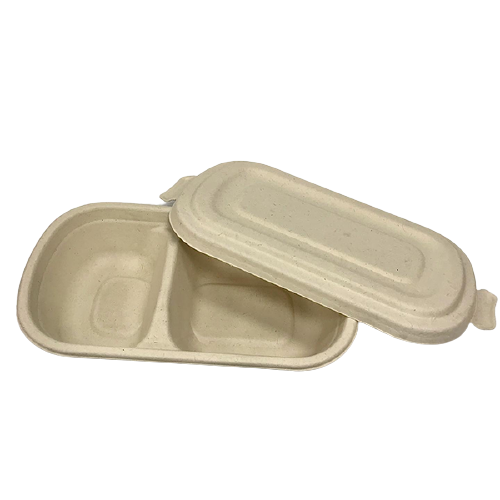 Hộp bã mía 2 ngăn có nắp rời 229x134x44mm (nắp bã mía)