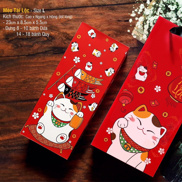 Hộp bánh dứa Mèo Tài Lộc