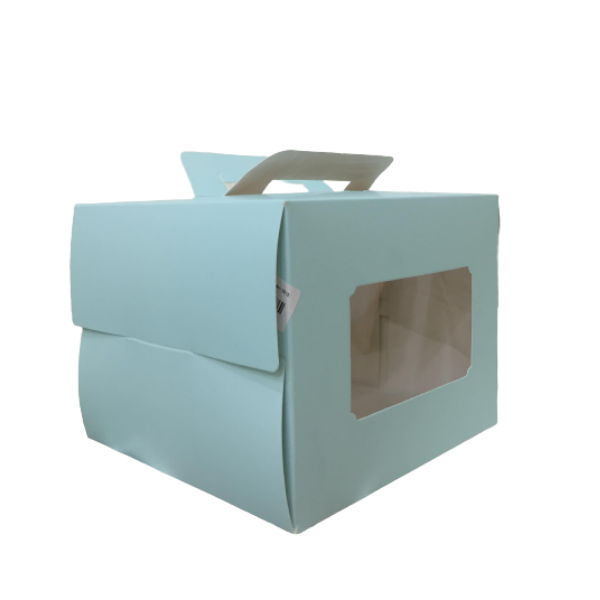 Hộp gato quai xách kèm đế lót màu xanh 20cm