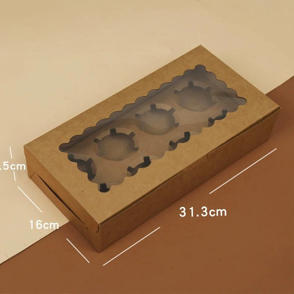 Hộp cupcake mở nắp 8 bánh màu nâu