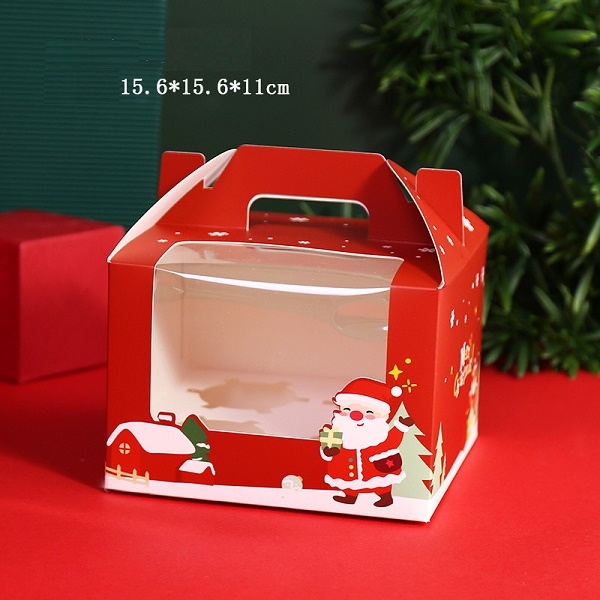 Hộp cupcake quai xách noel 4 bánh màu đỏ