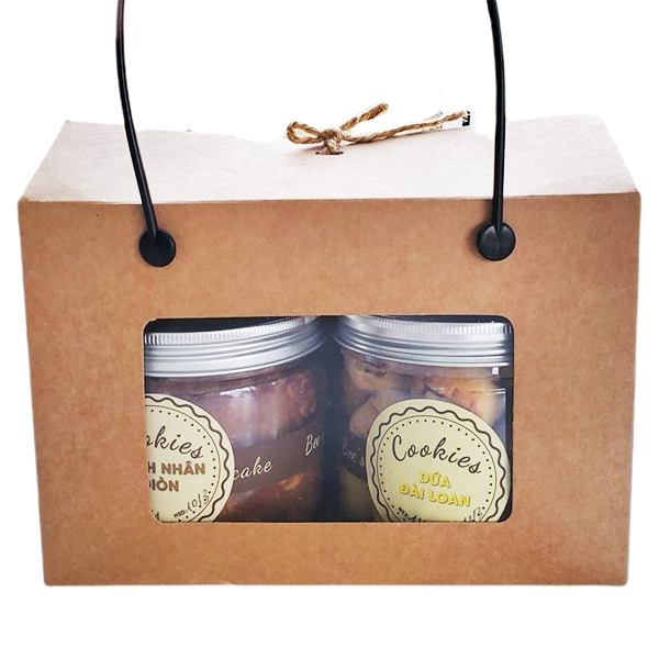 Hộp giấy kraf có quai xách mẫu số 4 (12.5x18.8x9.2cm)