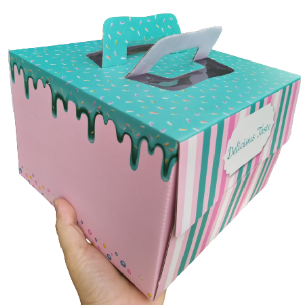 Hộp gato quai xách kèm đế lót hình kẹo ngọt 20cm