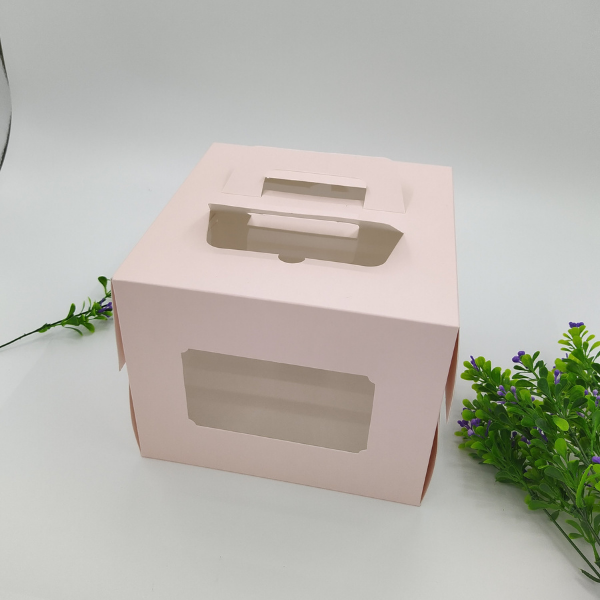 Hộp gato quai xách kèm đế lót màu hồng 30cm