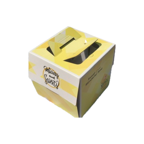 Hộp gato quai xách kèm đế lót Sweet Love vàng 25cm