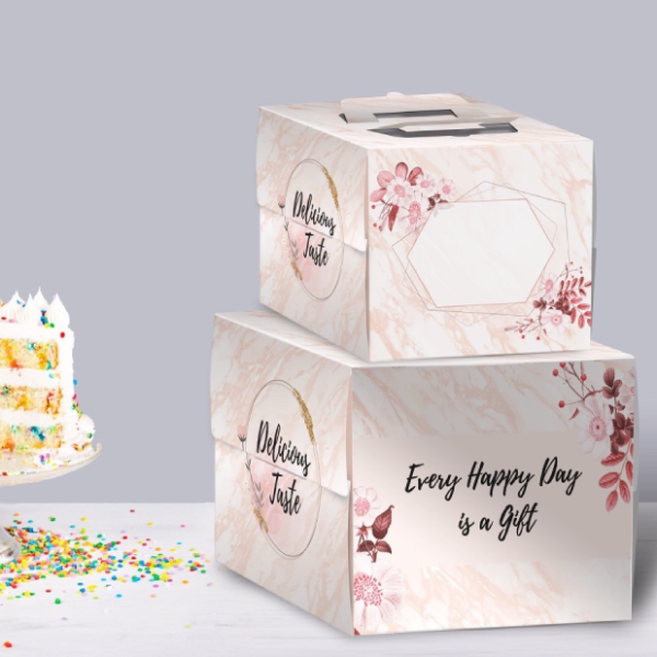 Hộp gato quai xách kèm đế thanh tú 25x25x25cm