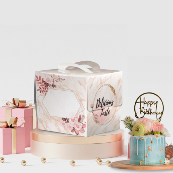 Hộp gato quai xách kèm đế thanh tú 25x25x25cm