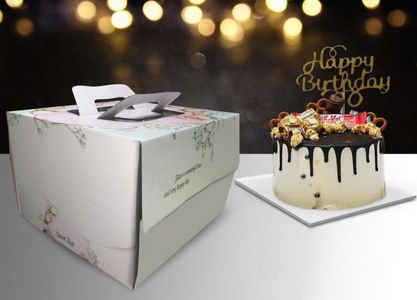 Hộp gato quai xách kèm đế lót hoa hồng 23cm