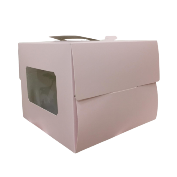 Hộp gato quai xách kèm đế lót màu hồng 30cm