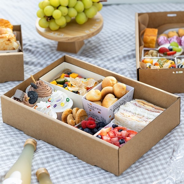 Hộp kraft cứng đựng bánh/đồ picnic 31x45x8cm (10 bộ)