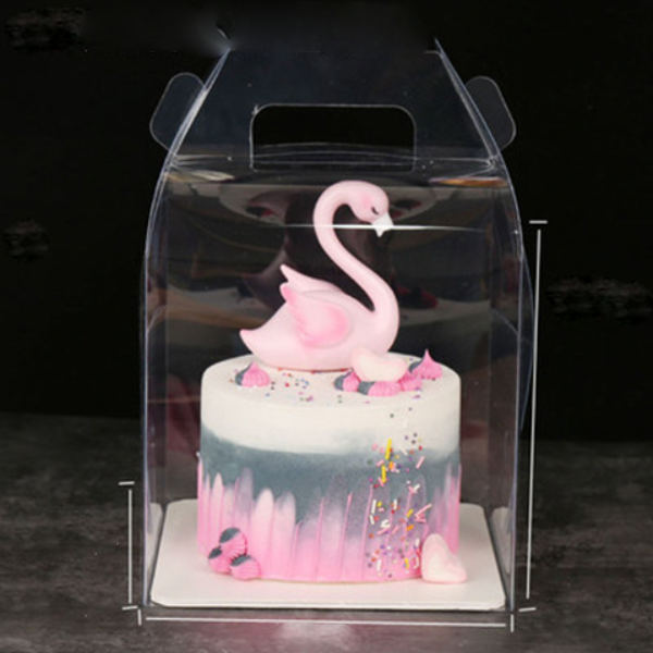 Hộp nhựa trong đựng bánh gato có quai xách 15x15x18cm