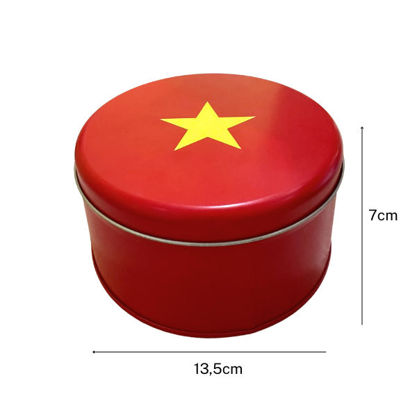 Hộp thiếc tròn màu đỏ 960ml