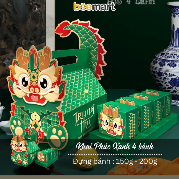 Bộ túi hộp trung thu 4 bánh các mẫu