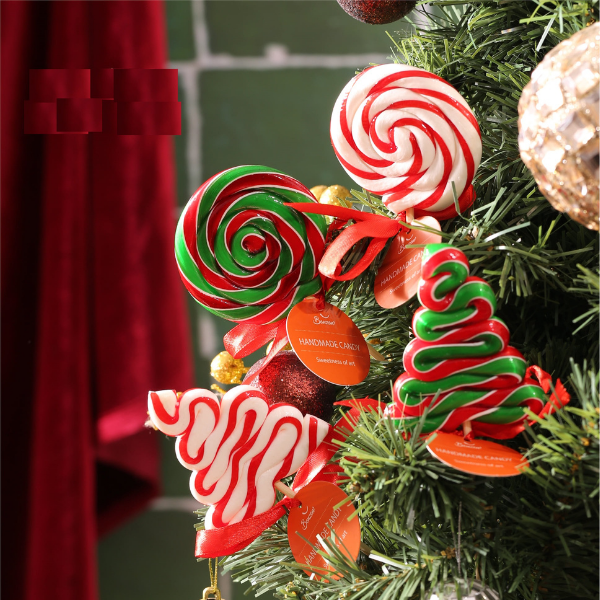 Kẹo cây thông đường Giáng sinh màu xanh 6cm