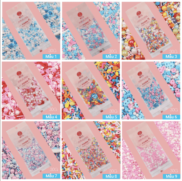 Set kẹo đường màu sắc trang trí bánh 30g