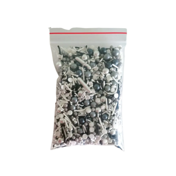 Kẹo trang trí mix hình đen trắng bạc 50g